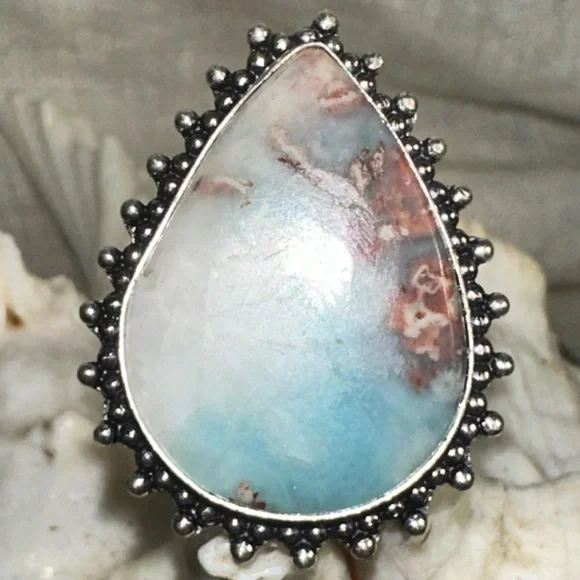 Larimar Natural Gemstone vintage Ring